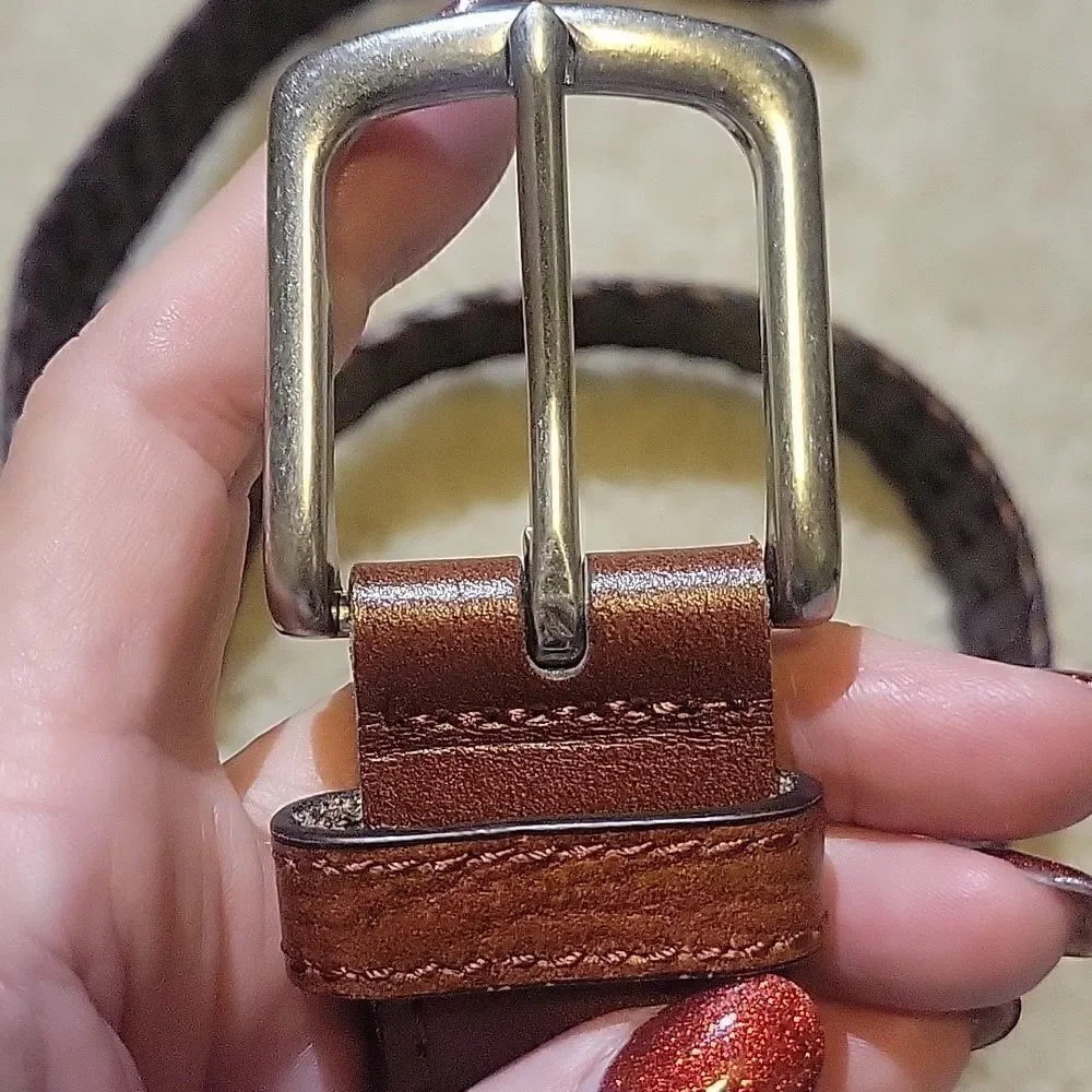 DOCKERS — GENUINE LEATHER Braided Belt Dark Brown